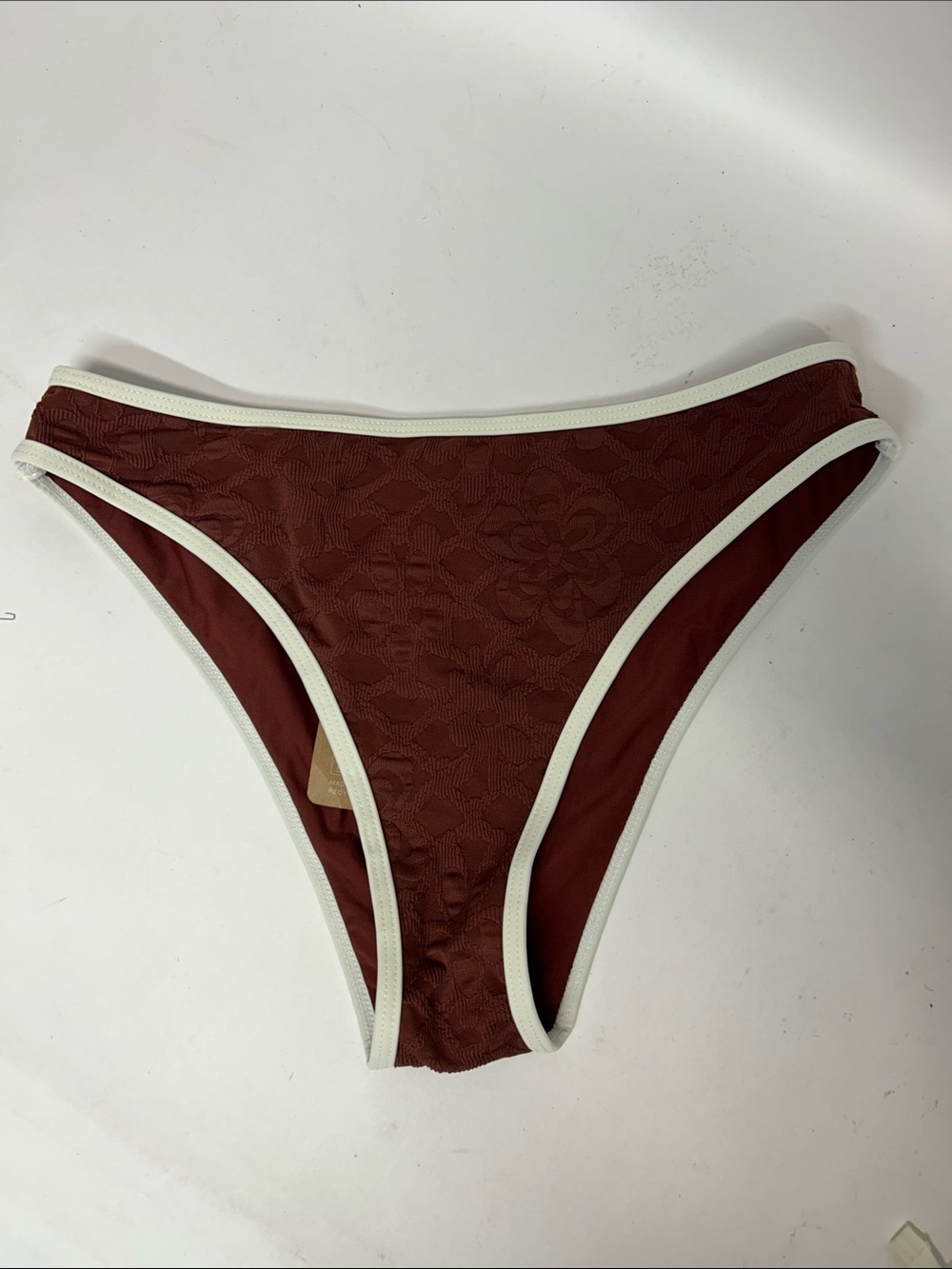 Women’s Bikini Bottoms only in brown with Cream Trim size large new tags